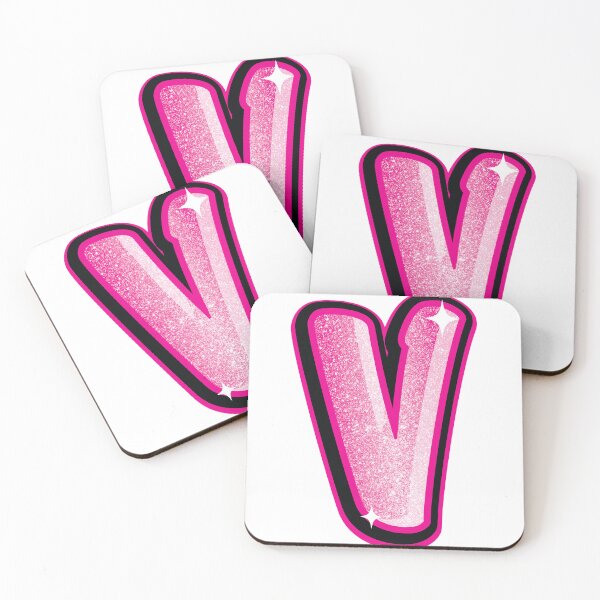 Item preview, Glitter Pink V Initial Sticker designed and sold by LazyCreativeCo.