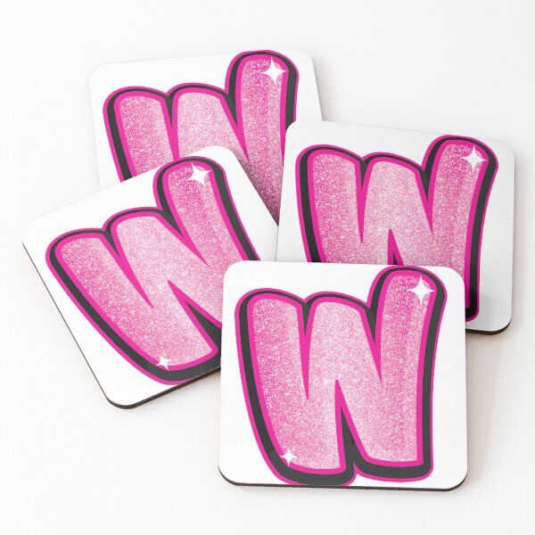 Item preview, Glitter Pink W Initial Sticker designed and sold by LazyCreativeCo.
