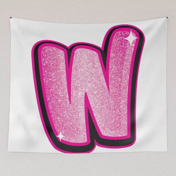 Item preview, Glitter Pink W Initial Sticker designed and sold by LazyCreativeCo.