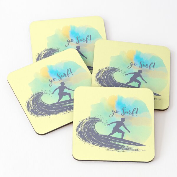 Item preview, Go Surf – Vibrant Watercolor Surfer Silhouette Art designed and sold by A little more Whirl.