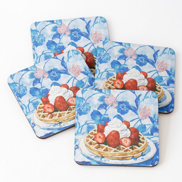 Item preview, Strawberry Belgian Waffle Breakfast Watercolor designed and sold by Janine Aykens.