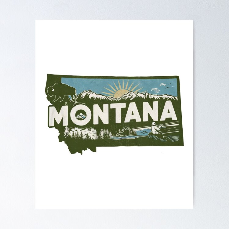 Montana State T-Shirt – Big Sky Country Vintage Graphic Tee Sticker