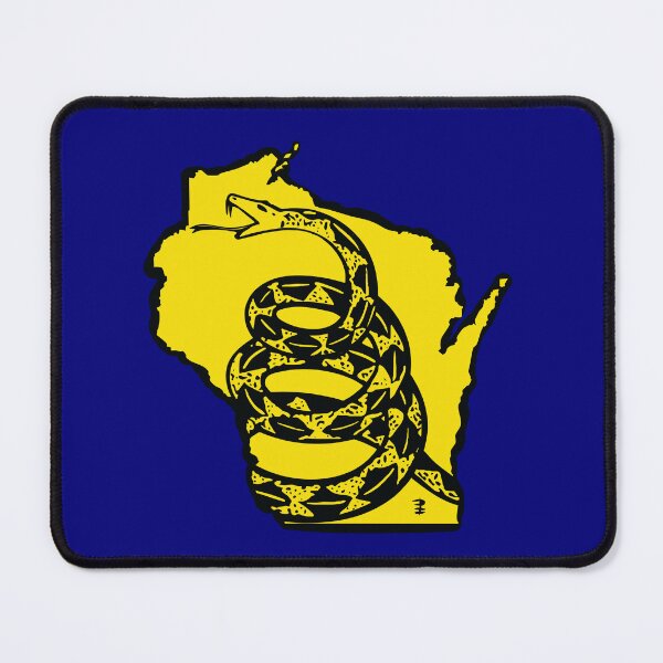 Item preview, WISCONSINITE - Libertarian - Don't Tread On Me Gadsden Snake on WISCONSIN Map on Blue default background, #020279 designed and sold by pelagio.