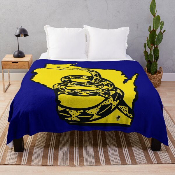 Item preview, WISCONSINITE - Libertarian - Don't Tread On Me Gadsden Snake on WISCONSIN Map on Blue default background, #020279 designed and sold by pelagio.