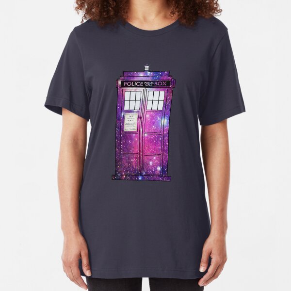 Starry Police Public Call Box. Slim Fit T-Shirt