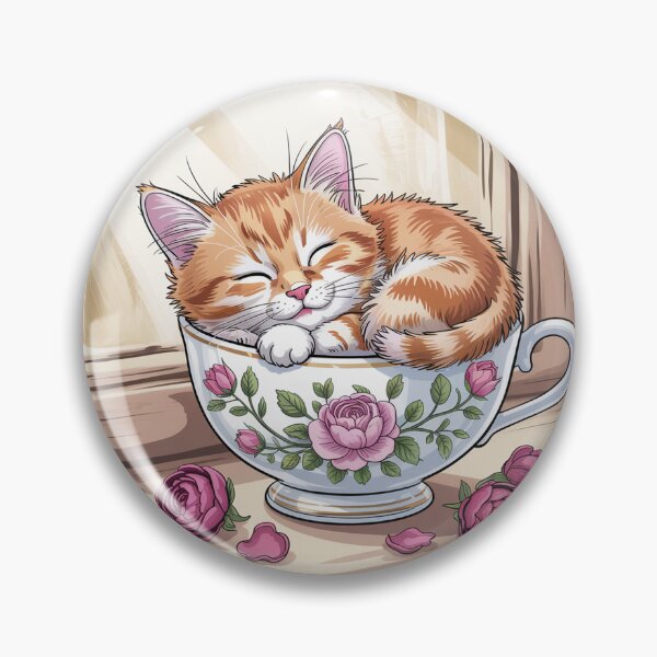 Item preview, A ginger kitten in an antique teacup. designed and sold by Lilashakti ⭐️ ⭐️ ⭐️ ⭐️ ⭐️.