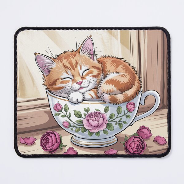 Item preview, A ginger kitten in an antique teacup. designed and sold by Lilashakti ⭐️ ⭐️ ⭐️ ⭐️ ⭐️.