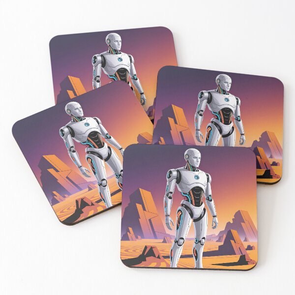 Item preview, Futuristic Sci-fi Robot on Alien Planet Art Print designed and sold by pnidesign.