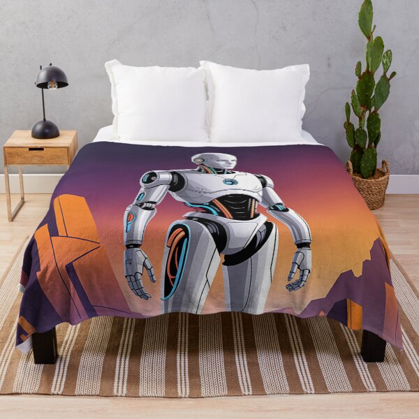 Item preview, Futuristic Sci-fi Robot on Alien Planet Art Print designed and sold by pnidesign.