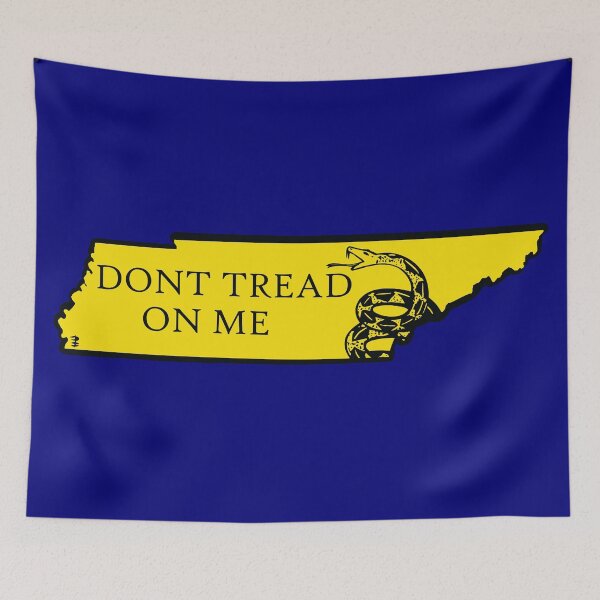 Item preview, TENNESSEAN  BIG BENDER - Libertarian - Don't Tread On Me Gadsden Snake on TENNESSEE   Map on Blue default background, #020279 designed and sold by pelagio.
