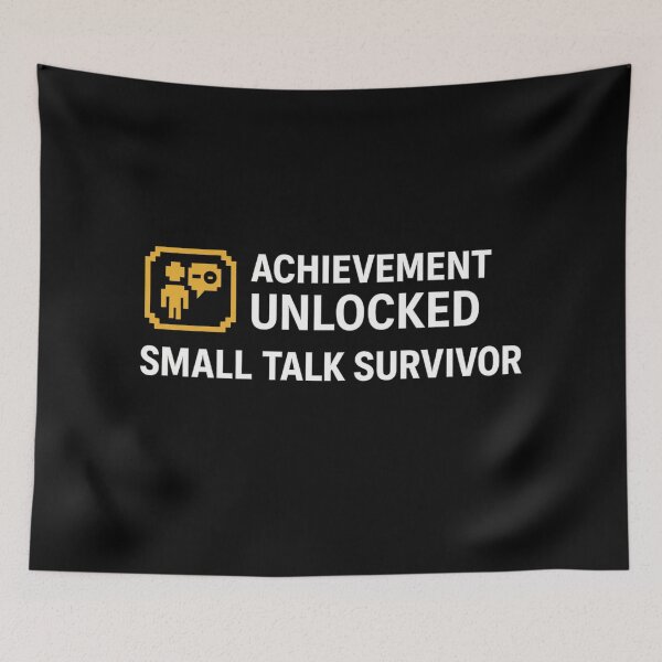 Item preview, Achievement Unlocked: Small Talk Survivor – Social Gamer Badge designed and sold by ⭐Anistore⭐.