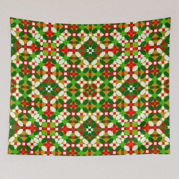 Artikelvorschau, Roter und grüner Berberteppich mit geometrischem Mosaik entworfen und verkauft von Tarjiart.