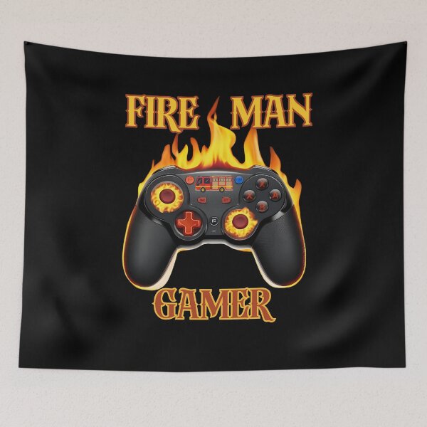 Item preview, Fireman Gamer – Flaming Game Controller Art for Hardcore Players designed and sold by PeteLawliiet.