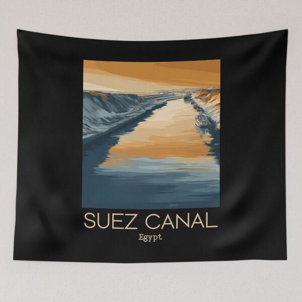 Item preview, A Vintage Illustration of the Suez Canal - Egypt  designed and sold by GoodOldVintage.