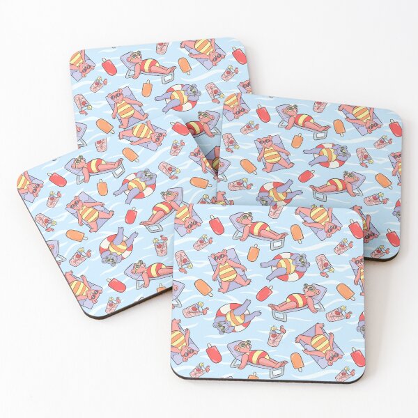 Item preview, Fun in the Sun Bears at the Pool Pastel Artwork Pattern designed and sold by HappyHannahArt.