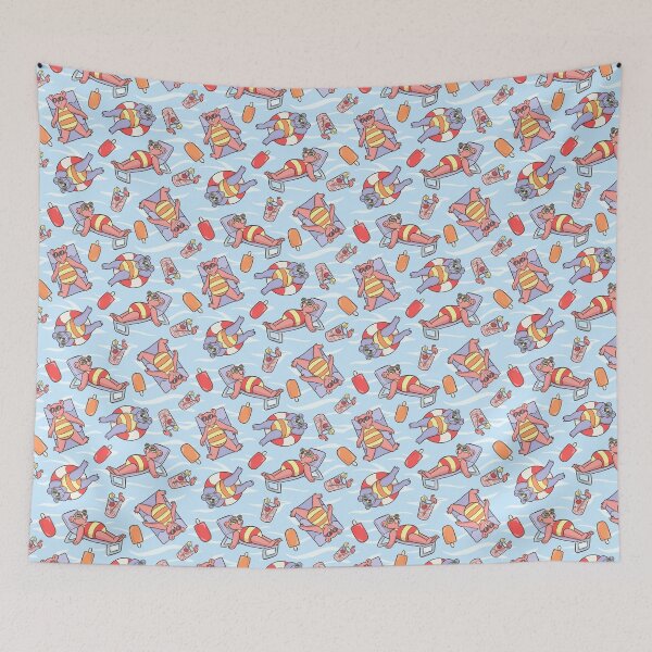 Item preview, Fun in the Sun Bears at the Pool Pastel Artwork Pattern designed and sold by HappyHannahArt.