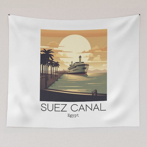 Item preview, A Vintage Illustration of the Suez Canal - Egypt  designed and sold by GoodOldVintage.
