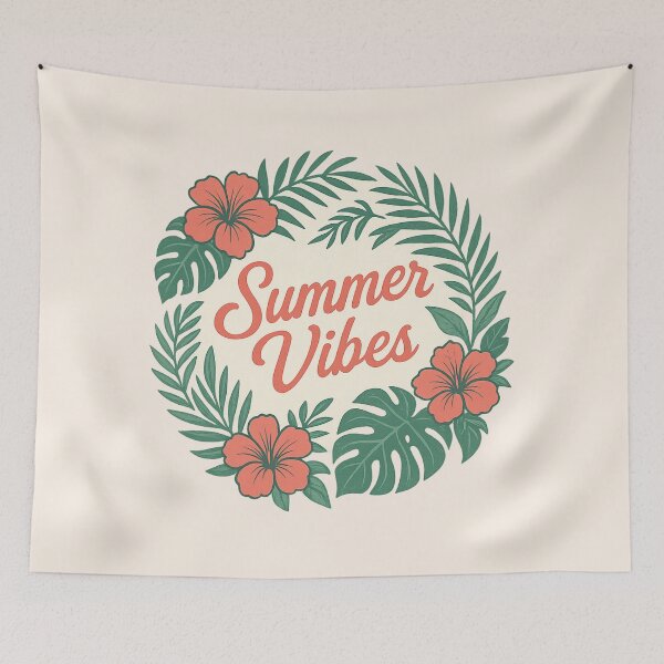 Item preview, Summer Vibes – Tropical Wreath Tee designed and sold by TeeHatch.