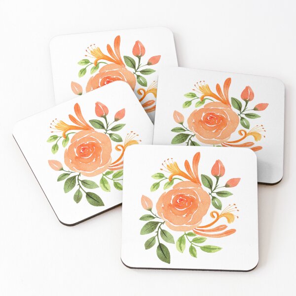 Item preview, June Birth Flowers Rose and Honeysuckle in Watercolor designed and sold by andrebalest.art.