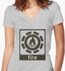 Fire Elements Design Nature Gift Idea Women's Fitted V-Neck T-Shirt