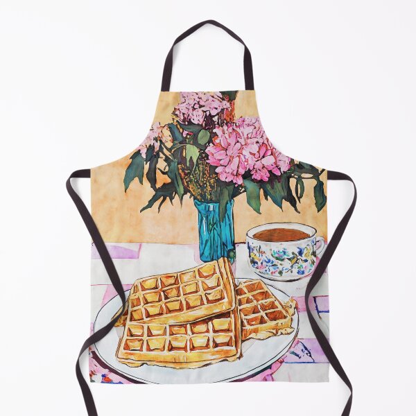Item preview,  Waffles and Coffee with Flowers Watercolor Breakfast Scene designed and sold by Janine Aykens.