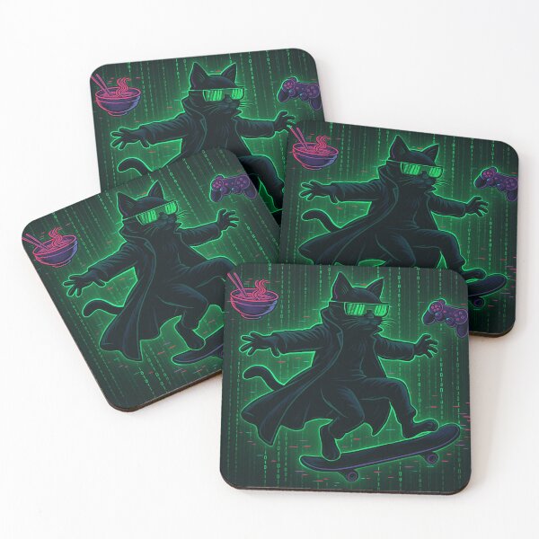 Item preview, Meowtrix Reloaded – Glitch Cat in a Matrix-Inspired Cyber Aesthetic designed and sold by NullandPrinted.