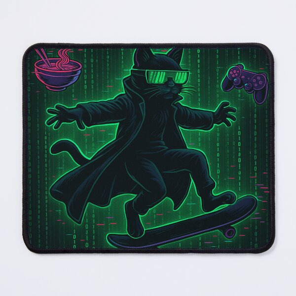 Item preview, Meowtrix Reloaded – Glitch Cat in a Matrix-Inspired Cyber Aesthetic designed and sold by NullandPrinted.