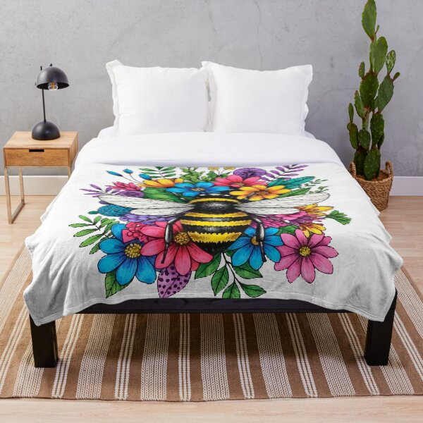 Aperçu de l'œuvre Jardin enchanté : Abeille bohème parmi les fleurs et les couleurs créée et vendue par  Ojo de Lilith.