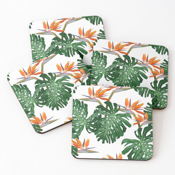 Item preview, Seamless Floral Tropical Print with Exotic monstera and Strelitzia Flowers, Nature Ornament. designed and sold by MatyKotiv.