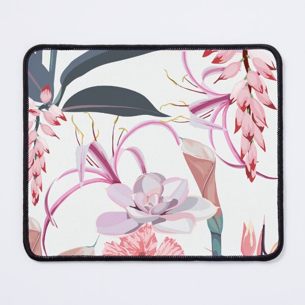 Item preview, Tropical leaves with pink exotic flowers. designed and sold by MatyKotiv.