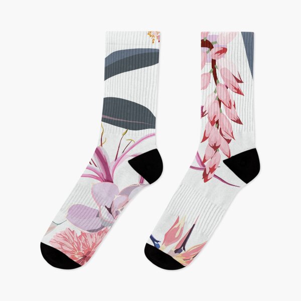 Item preview, Tropical leaves with pink exotic flowers.  designed and sold by MatyKotiv.