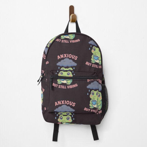 Item preview, Cute Anxious Kawaii Frog with Coffee – Wholesome Mental Health Vibes designed and sold by Inspired by CarMa.