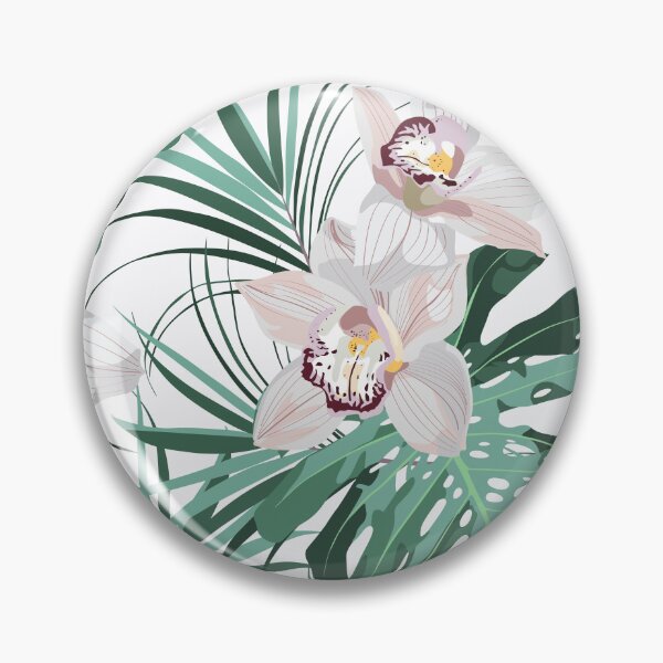 Item preview, Vintage colors seamless tropical pattern with colorful orchids flowers amd monstera palms. designed and sold by MatyKotiv.
