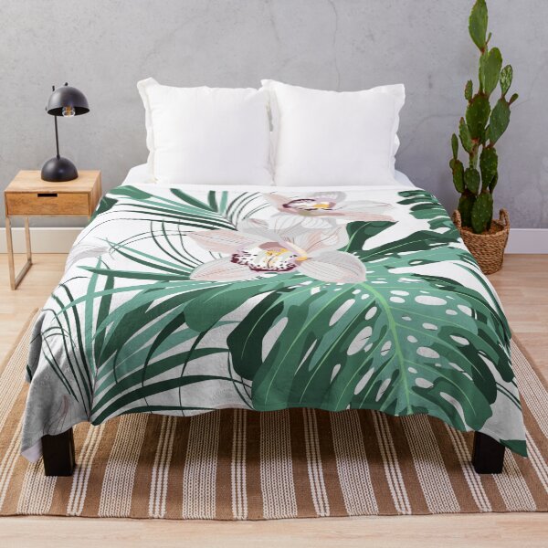 Item preview, Vintage colors seamless tropical pattern with colorful orchids flowers amd monstera palms. designed and sold by MatyKotiv.