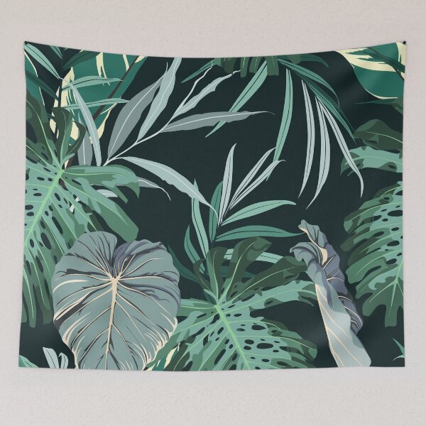 Item preview, Tropical seamless pattern. Exotic leaves in vintage colors background. designed and sold by MatyKotiv.