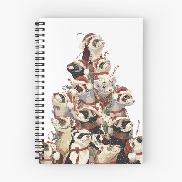 Item preview, Christmas Tree Made of Cute Ferrets in Santa Hats designed and sold by Anastasiia Yurevych.