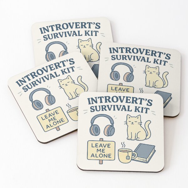 Item preview, Introvert's Survival Kit – Cat, Tea, Headphones & Peaceful Vibes designed and sold by Inspired by CarMa.