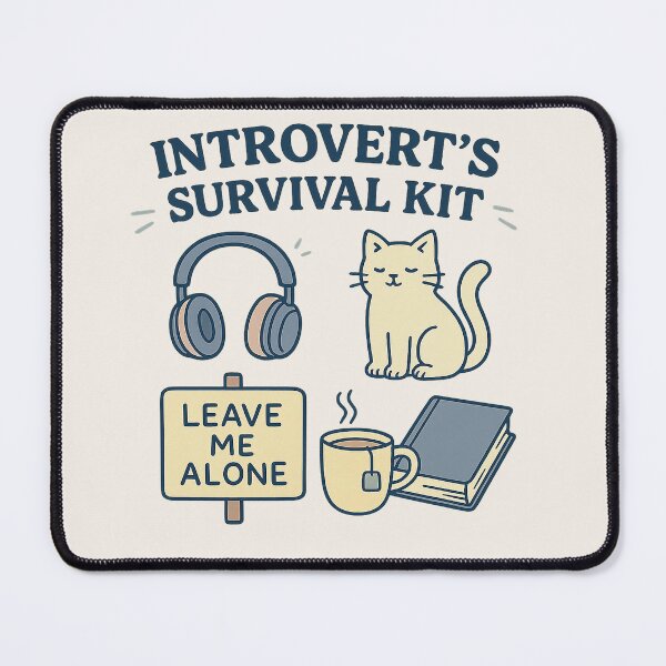 Item preview, Introvert's Survival Kit – Cat, Tea, Headphones & Peaceful Vibes designed and sold by Inspired by CarMa.