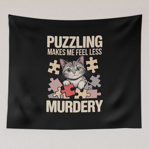Item preview, Puzzling Makes Me Feel Less Murdery - This gift is perfect for anyone who loves cats, enjoys puzzles, and appreciates dark humor to unwind. designed and sold by ZyziowskyArt.
