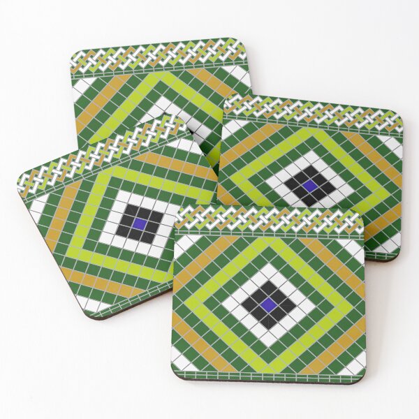 Item preview, Amazigh Ethnic Pattern in Green and Orange designed and sold by Tarjiart.