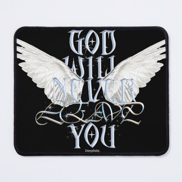 Item preview, GOD WILL NEVER LEAVE YOU RELIGIOUS QUOTE - THE LORD HIMSELF GOES BEFORE YOU AND WILL ALWAYS BE WITH YOU, FAITH TSHIRT WITH HEAVENTLY ANGEL WINGS  designed and sold by deeplistic.