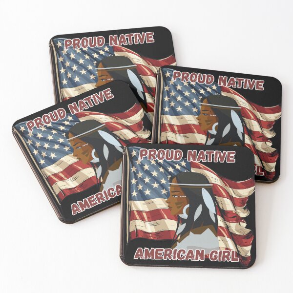 Item preview, Proud Native American Girl – Indigenous Pride Art on American Flag designed and sold by PeteLawliiet.