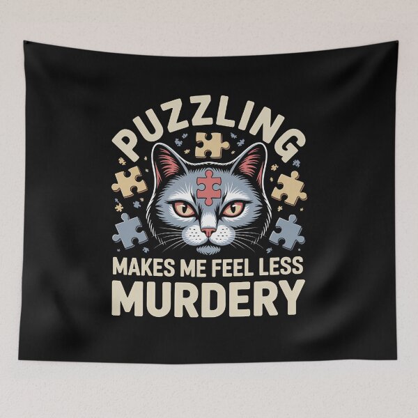 Item preview, Puzzling Makes Me Feel Less Murdery - This gift is perfect for anyone who loves cats, enjoys puzzles, and appreciates dark humor to unwind. designed and sold by ZyziowskyArt.