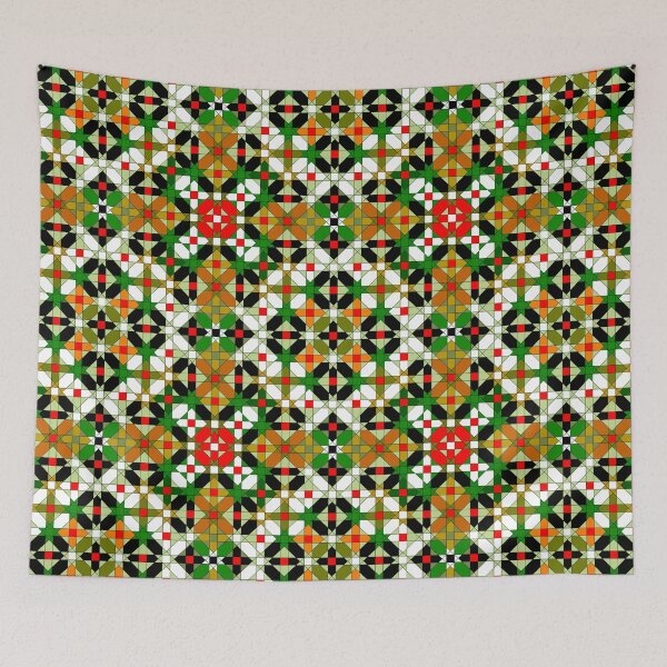 Item preview, Striking Mosaic in Green and Red Tones designed and sold by Tarjiart.