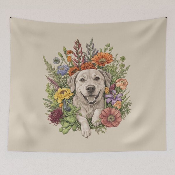 Item preview, Ladrador among blossoms designed and sold by Nature's Palette.