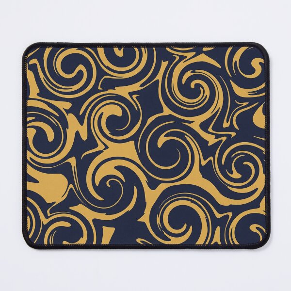 Item preview, Golden Yellow and Navy Blue Swirl Pattern Art designed and sold by Owcomm.