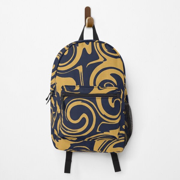 Item preview, Golden Yellow and Navy Blue Swirl Pattern Art designed and sold by Owcomm.
