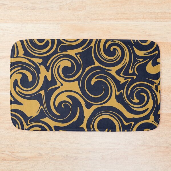 Item preview, Golden Yellow and Navy Blue Swirl Pattern Art designed and sold by Owcomm.