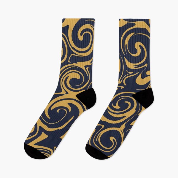 Item preview, Golden Yellow and Navy Blue Swirl Pattern Art designed and sold by Owcomm.