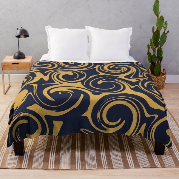 Item preview, Golden Yellow and Navy Blue Swirl Pattern Art designed and sold by Owcomm.